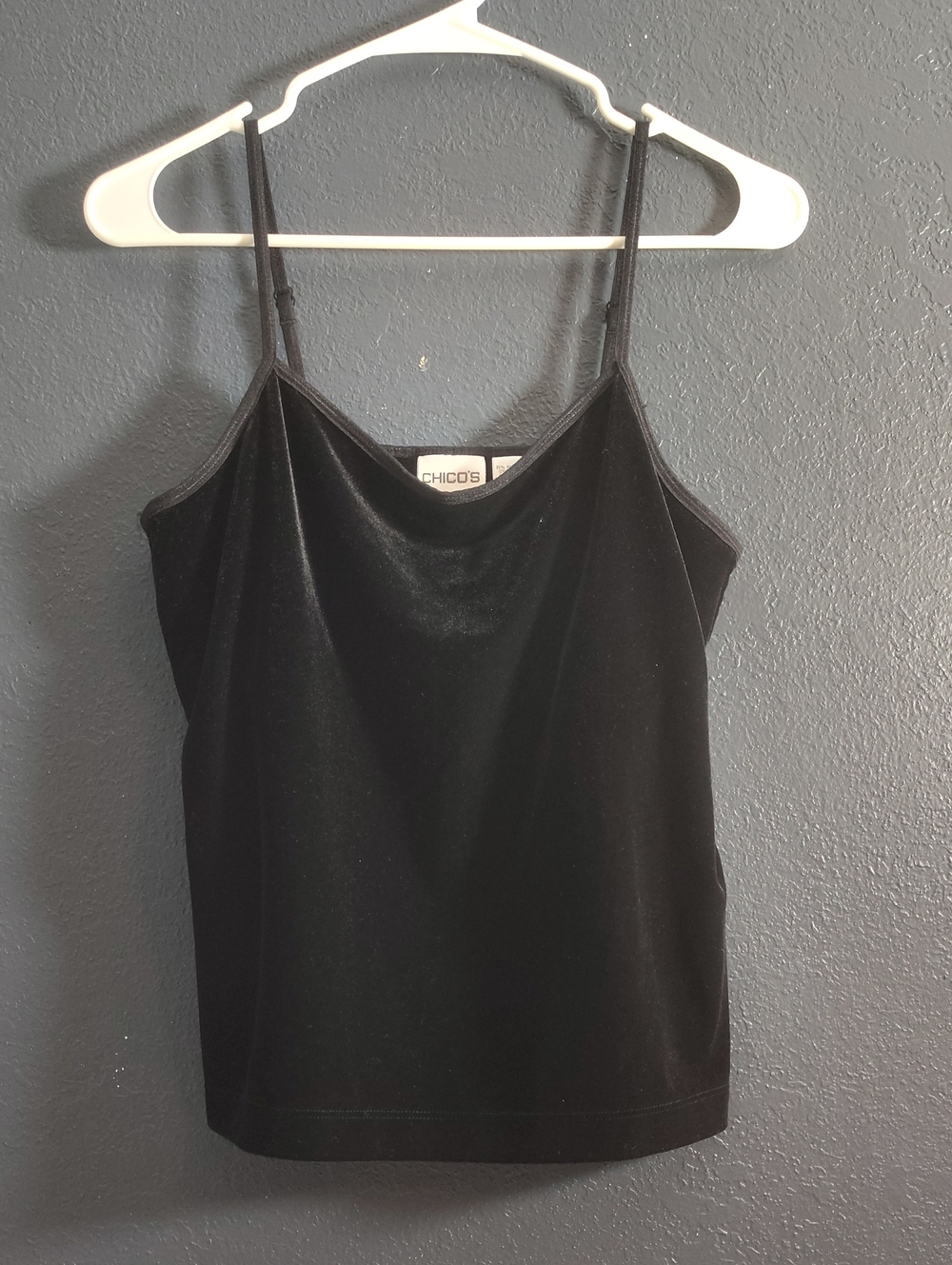Chico's Black Velvet Spaghetti-Strap Cami Size 1 Medium